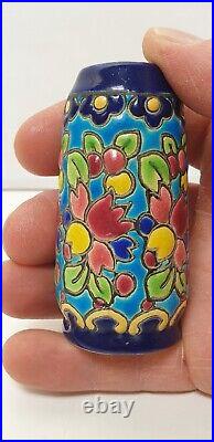 Ancien vase miniature emaux longwy 3002 made france art deco nouveau primavera