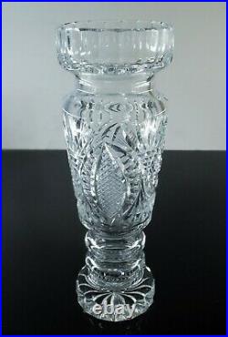 Ancienne Massif Vase En Cristal Souffle Taille Diamant Val St Lambert Art Deco