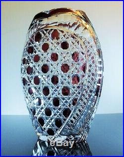 Ancienne Vase Cristal Couleur Violet Taille Pierres Diamant Baccarat Art Déco
