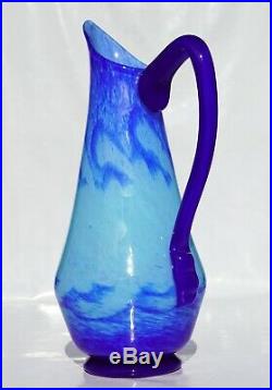 André DELATTE Grand Pichet Aiguière Pâte de Verre Vase Art Déco Muller Daum 31cm