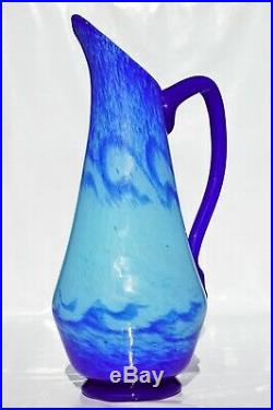 André DELATTE Grand Pichet Aiguière Pâte de Verre Vase Art Déco Muller Daum 31cm