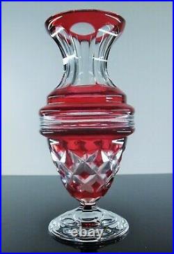 Art Deco Vase Medici Cristal Double Couleur Rouge Baccarat Val St Lambert