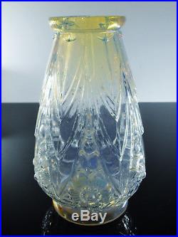 Art Deco Vase Opalescente En Verre Moulé Pressé Etaleune France (etling)signe