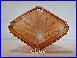 Art déco Grand flacon en verre moulé orange irisé H. 27 cm ca 1930