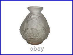 Art déco, grand vase verre pressé vignes Etaleune vers 1930