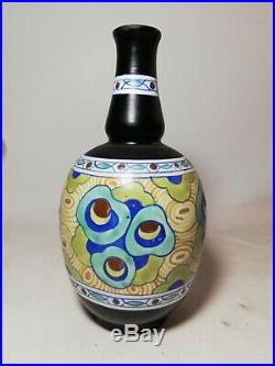 Authentique vase BOCH keramis D883, Art Déco, polychrom design, Belgium