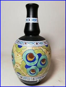 Authentique vase BOCH keramis D883, Art Déco, polychrom design, Belgium
