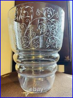 BACCARAT LULLI CRYSTAL VASE GRAVÉ ART DECO Années 1930 Hauteur 19,5 Diam 15,5 BE