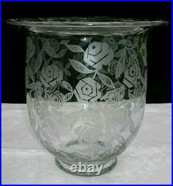 Baccarat Fontenay Vase Roses Crystal Cristal Gravé Art Deco George Chevalier B