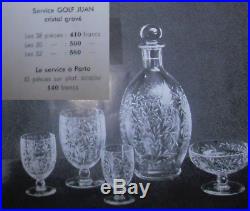 Baccarat Golf Juan Crystal Vase Cristal Gravé Gravure Art Deco Kristall 1930