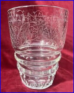 Baccarat Lulli Etched Crystal Vase Cristal Gravé Acide Art Deco France 1930 40