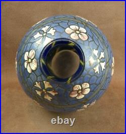 Beau Vase Art Deco En Verre Emaillé De Leune