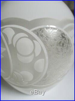 Beau Vase Art déco 1930 verre multicouche gravé à l'acide, Muller Delatte