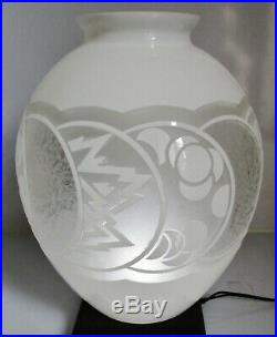 Beau Vase Art déco 1930 verre multicouche gravé à l'acide, Muller Delatte