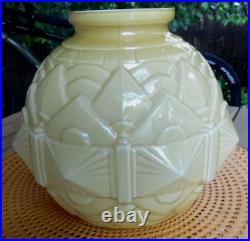Beau Vase Boule Art Déco Opaline Décor Géométrique Marqué Made In France