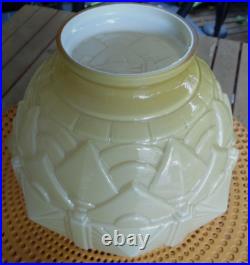 Beau Vase Boule Art Déco Opaline Décor Géométrique Marqué Made In France
