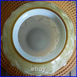 Beau Vase Boule Art Déco Opaline Décor Géométrique Marqué Made In France