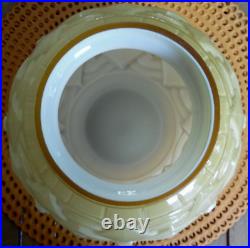 Beau Vase Boule Art Déco Opaline Décor Géométrique Marqué Made In France