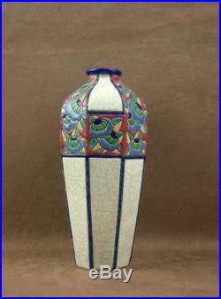 Beau Vase D'epoque Art Deco En Emaux De Longwy