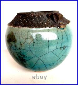 Beau Vase En Céramique Raku Signature A Identifier Cloutier Style Art Deco