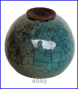 Beau Vase En Céramique Raku Signature A Identifier Cloutier Style Art Deco