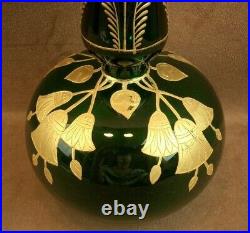 Beau Vase En Verre Emaillé A L'or Fleurs Art Nouveau Art Deco Baccarat