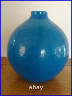 Beau Vase La Louvière Boch Keramis Bleu Turquoise Craquelé début XXème Art Déco