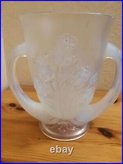 Beau Vase en verre opalescent Verlys art déco décor Campanules Parfait état