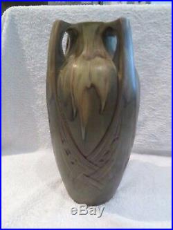 Beau vase art deco grès Denbac Vierzon 373 (french pottery vase) h 32cm v69