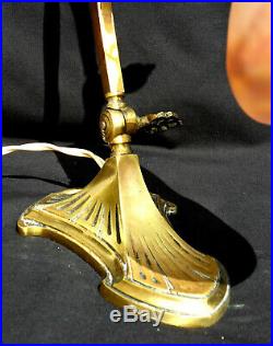 Belle lampe 1900 pied bronze tulipe muller, era daum galle vase