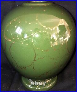 Brisdoux Lucien Vase Boule Vert Or Effet Taches D'huile Art Déco