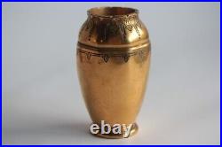CHRISTOFLE Vase bronze doré Art déco (64511)