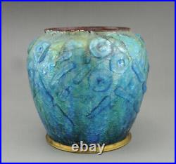 Camille Fauré Vase pot en emaux cuivre signé Fauré limoges époque art déco Camille Fauré Vase pot en emaux cuivre signé Fauré limoges époque art déco