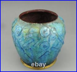 Camille Fauré Vase pot en emaux cuivre signé Fauré limoges époque art déco Camille Fauré Vase pot en emaux cuivre signé Fauré limoges époque art déco