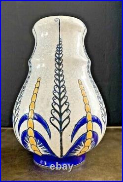 Charles CATTEAU BOCH Frères Kéramis Beau vase art deco céramique émaux