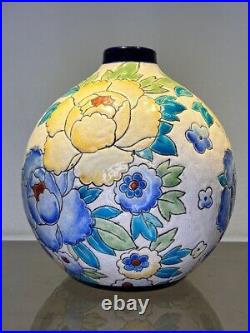 Charles CATTEAU Vase Art Déco BOCH LA LOUVIERE Atelier de Fantaisie 1930