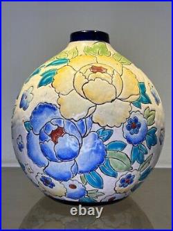 Charles CATTEAU Vase Art Déco BOCH LA LOUVIERE Atelier de Fantaisie 1930