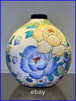 Charles CATTEAU Vase Art Déco BOCH LA LOUVIERE Atelier de Fantaisie 1930