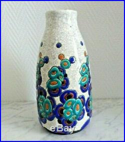 Charles Catteau vase Art Déco décor de fleurs Boch Frères 21529