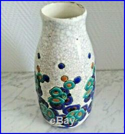 Charles Catteau vase Art Déco décor de fleurs Boch Frères 21529