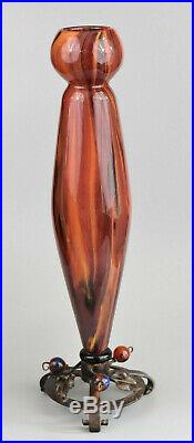Charles Schneider Grand vase fuseau Art Deco Verre multicouche ca 1920