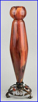 Charles Schneider Grand vase fuseau Art Deco Verre multicouche ca 1920