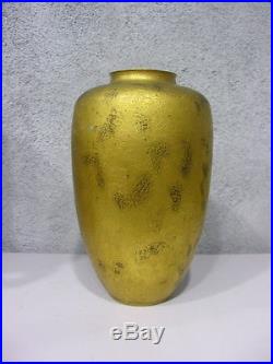 Christofle Ancien Joli Vase Bronze Dore Art Deco