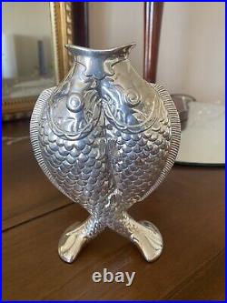 Christofle Silver Plated Deux Poissons Two Fish Vase Boxed Perfect Condition