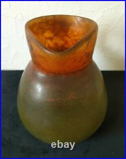 Cruche ou vase en pâte de verre signé G DE FEURE de la fabrique de DAUM NANCY