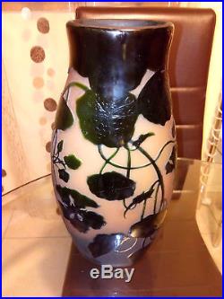 DARGENTAL Paul Nicolas Imposant Vase Pâte de Verre Gravé Art Déco gallé Ht30cm