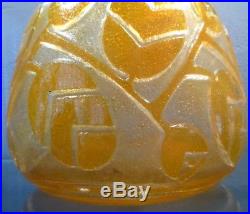 DAUM Nancy Vase art deco 1920-1930 verre bulle double couche-travail acide