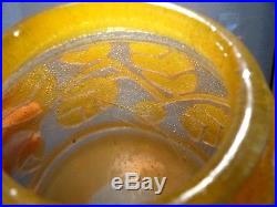 DAUM Nancy Vase art deco 1920-1930 verre bulle double couche-travail acide