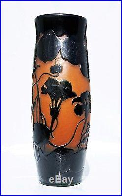 D'ARGENTAL Paul Nicolas Grand & Gros Vase Pâte de Verre Gravé Art Déco gallé30cm