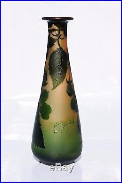 D'ARGENTAL Paul Nicolas Sublime Vase en Pâte de Verre Gravé Art Déco gallé